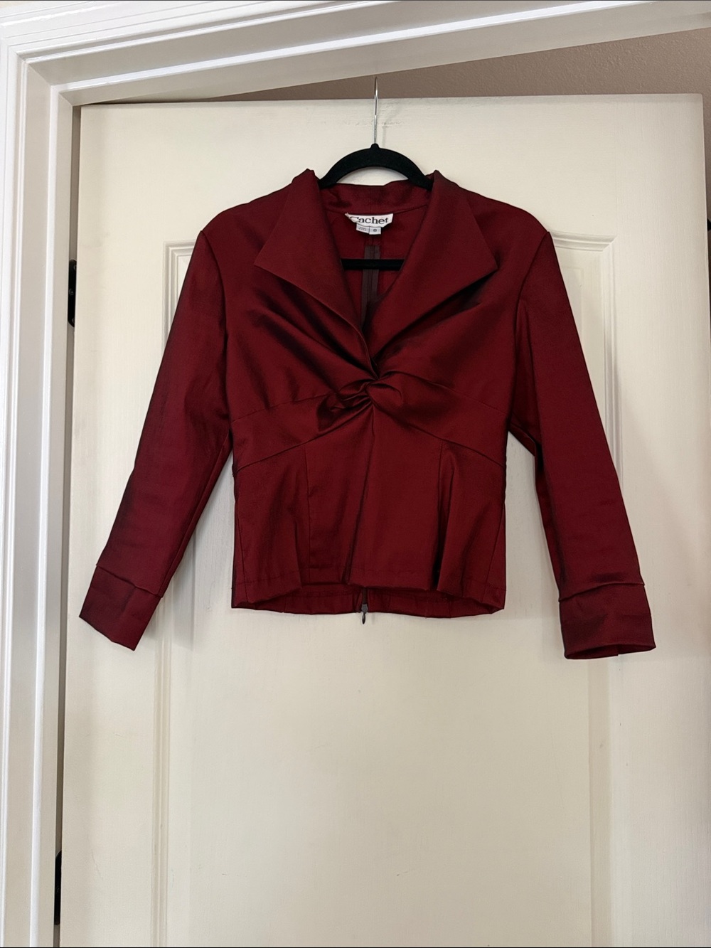 Cachet Wine-Red Twist Front Blazer